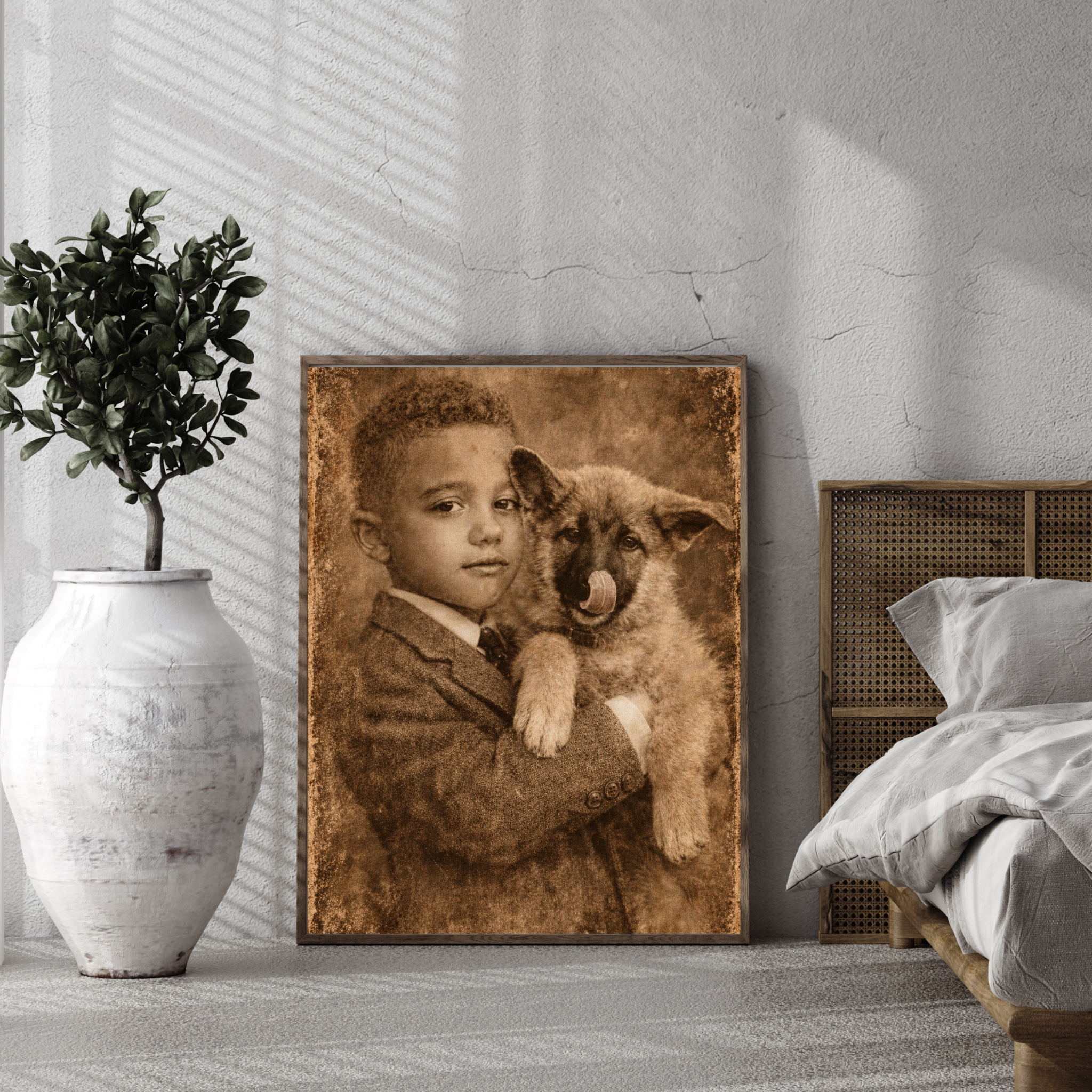 Custom Personalized Kids and Pet Vintage Portrait Wall Art - Digital Downloads