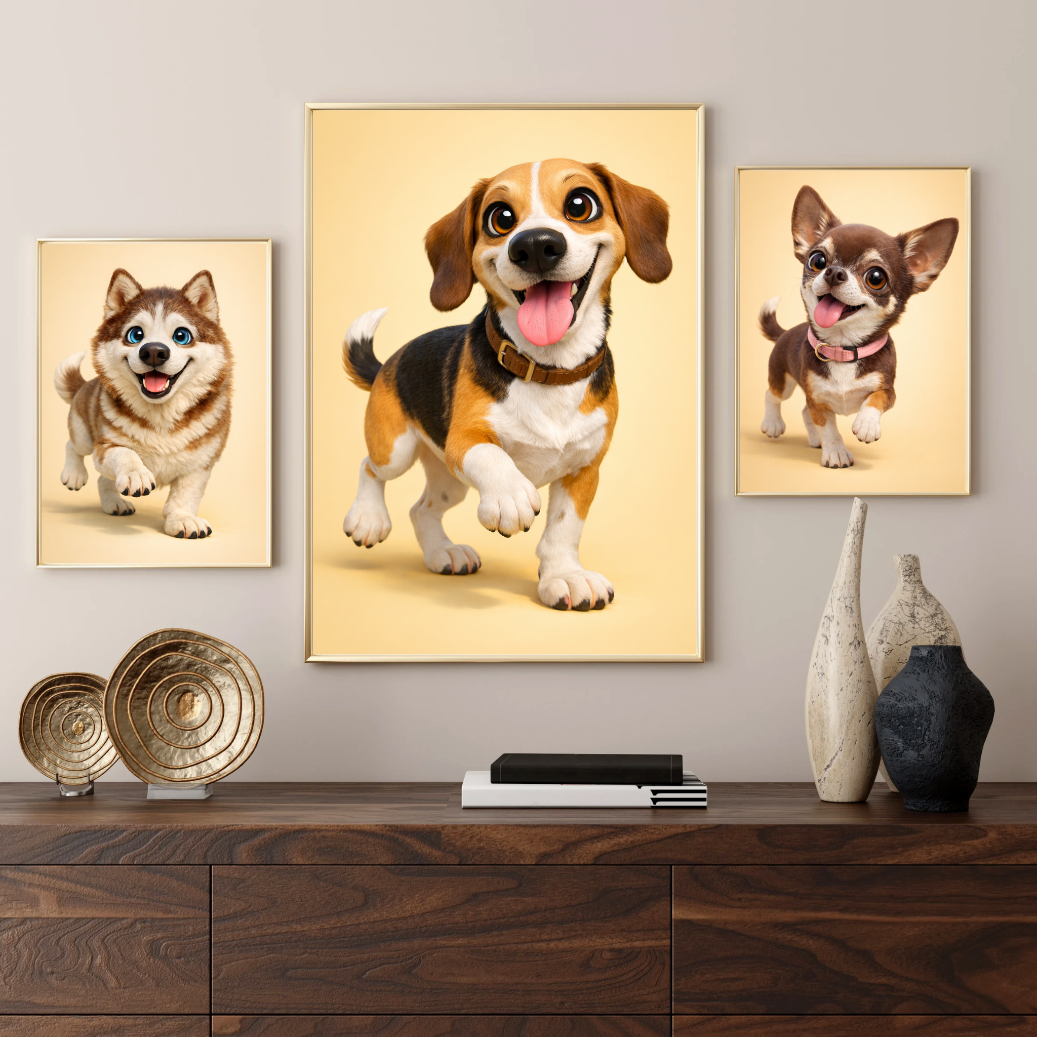 Custom Personalized Dog Cat Pet 3D Caricature Portrait Wall Art - Digital Downloads
