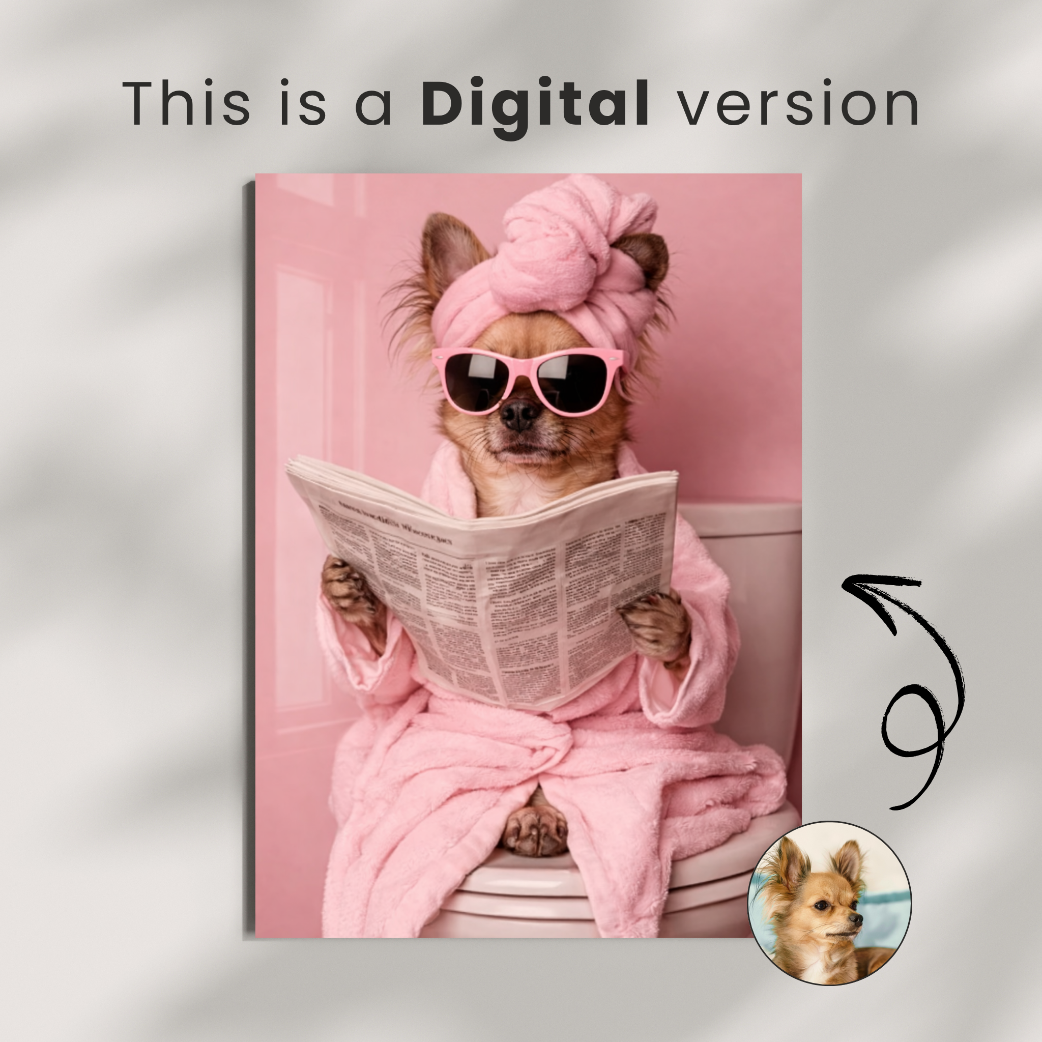 Custom Personalized Dog Cat Pet Bathroom Portrait Wall Art - Digital Downloads