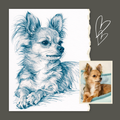 Custom Personalized Dog Cat Pet Blue Sketch Portrait Wall Art - Digital Downloads