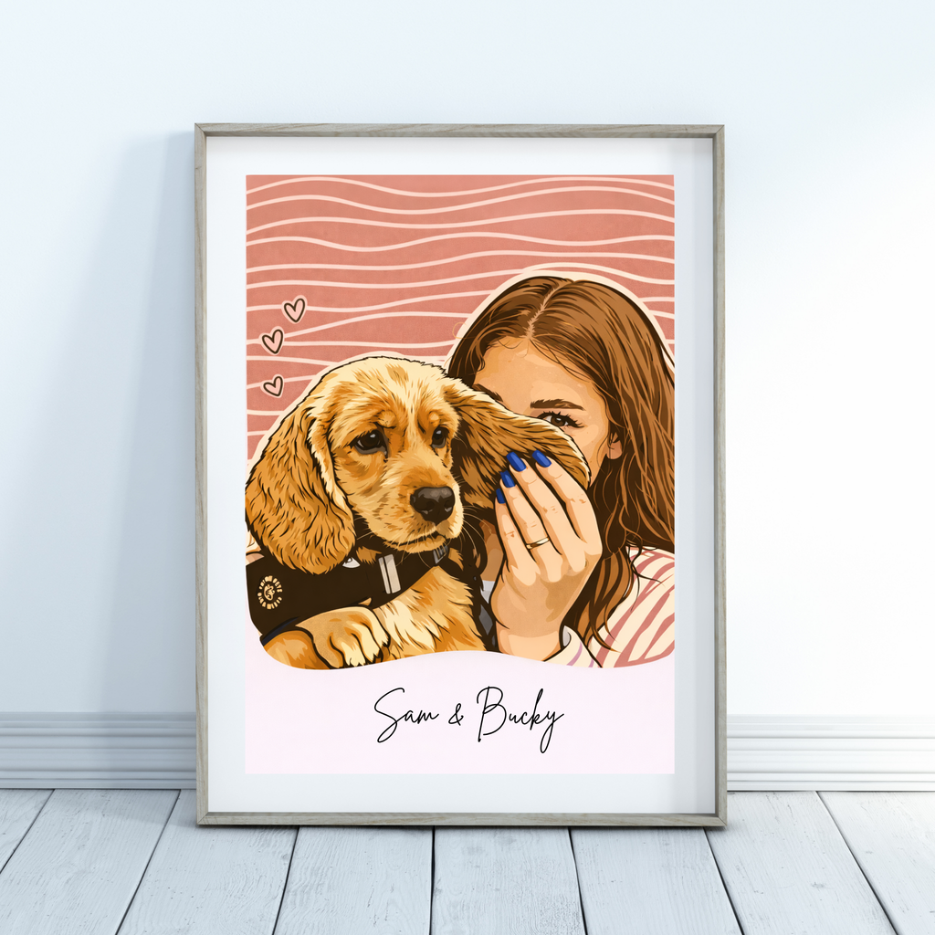 Custom Personalized Dog Cat Pet Illustration Line Art - Digital Downloads
