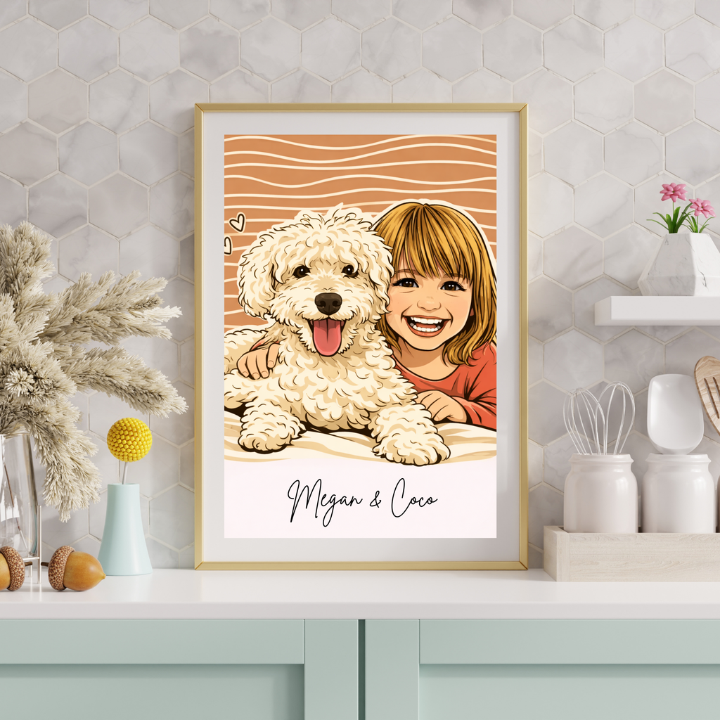Custom Personalized Dog Cat Pet Illustration Line Art - Digital Downloads