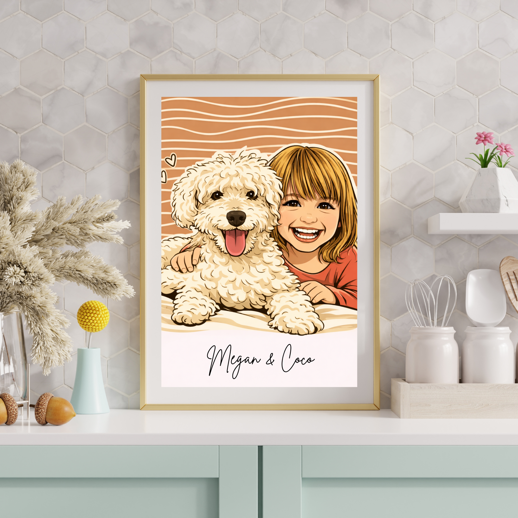 Custom Personalized Dog Cat Pet Illustration Line Art - Digital Downloads
