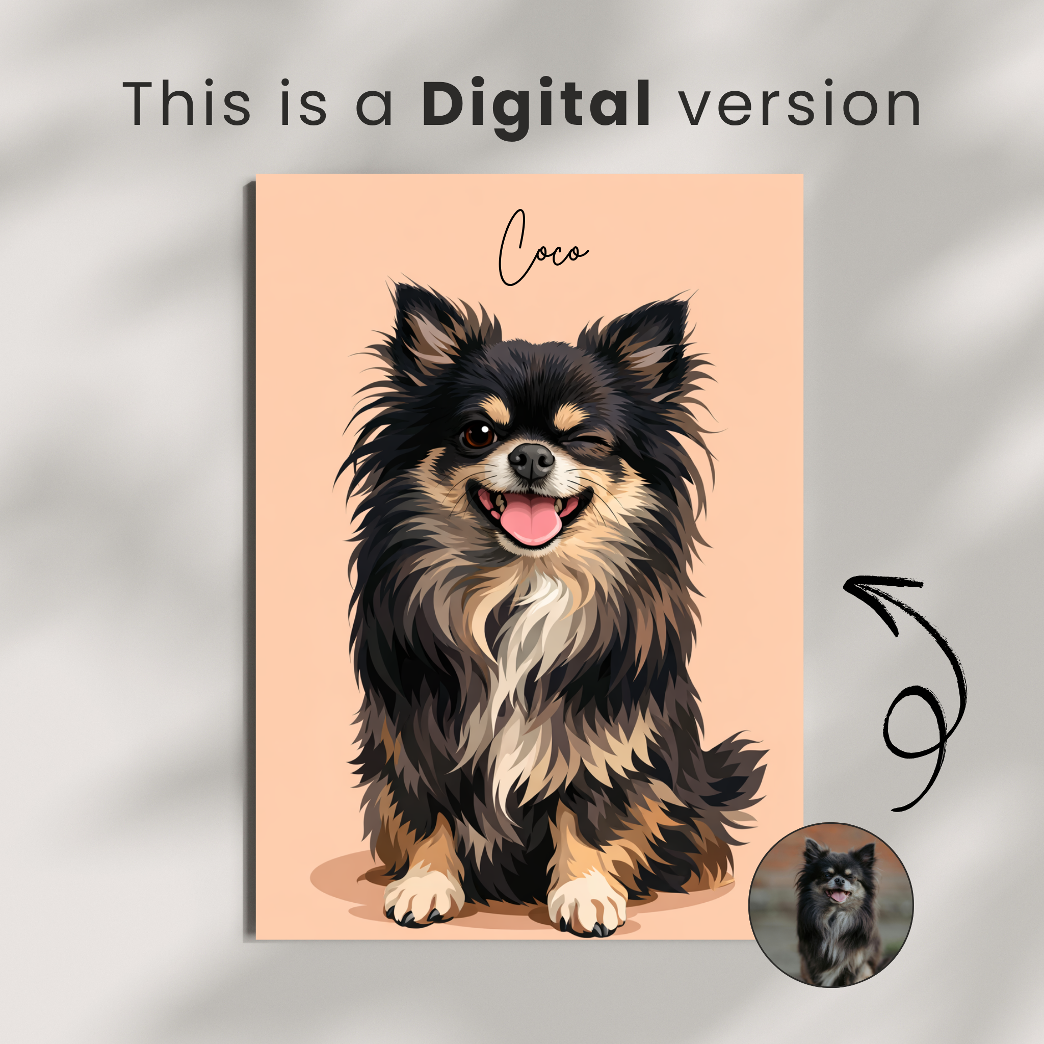 Custom Personalized Dog Cat Pet Digital Illustration Wall Art - Digital Downloads