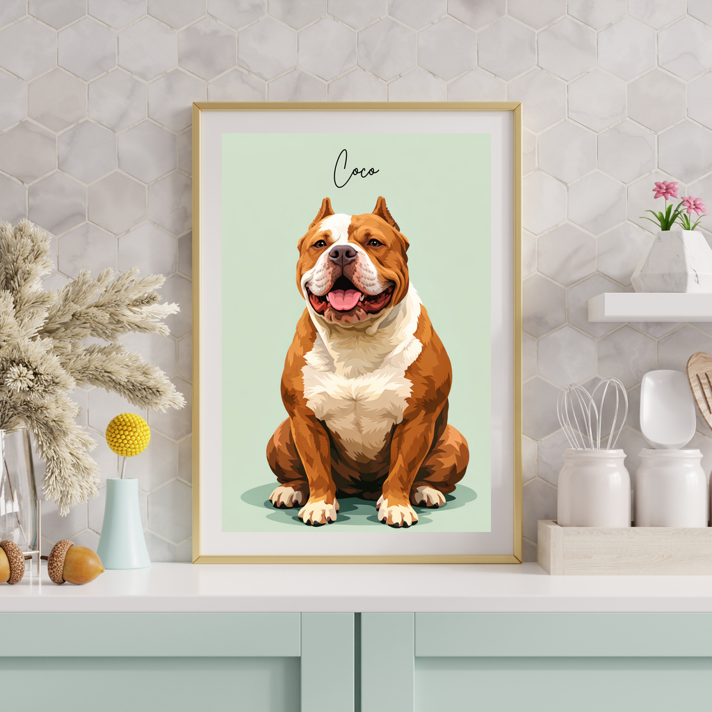Custom Personalized Dog Cat Pet Digital Illustration Wall Art - Digital Downloads