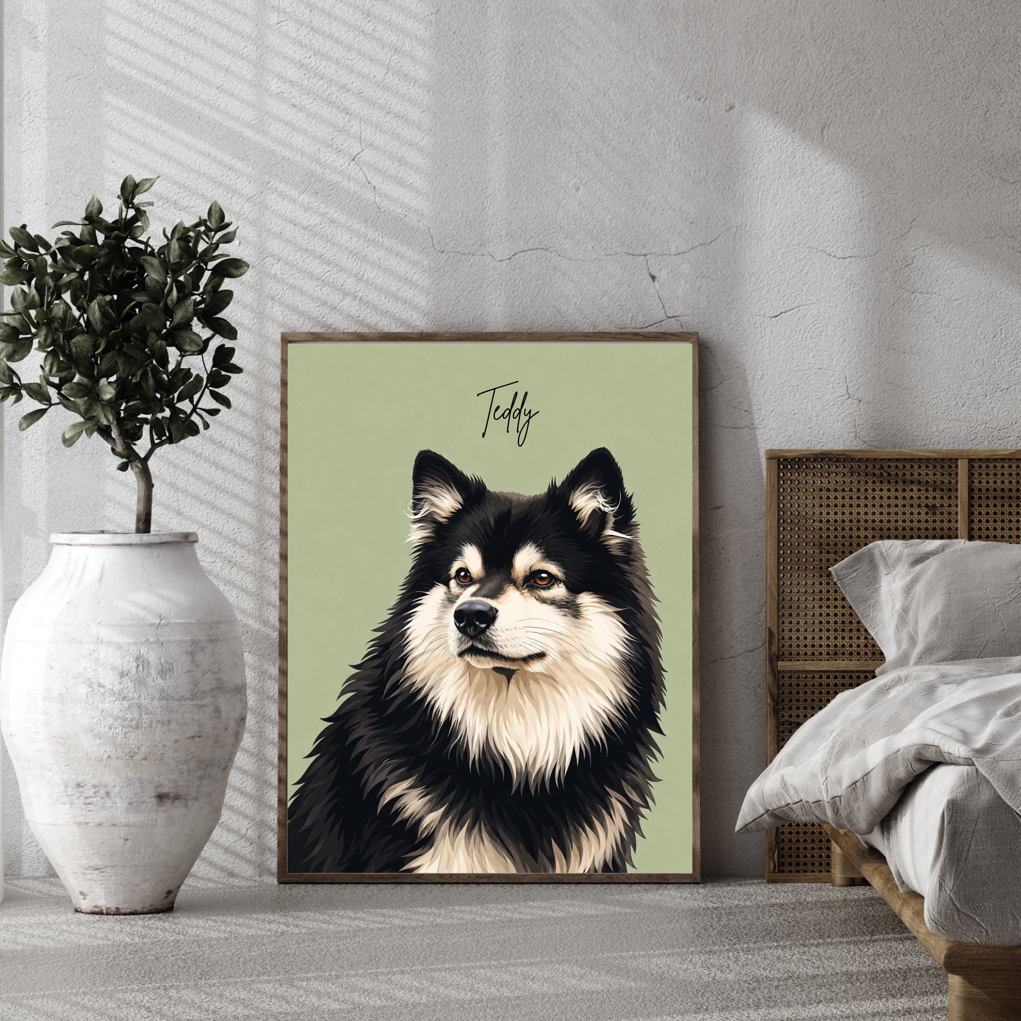 Custom Personalized Dog Cat Pet Digital Illustration Wall Art - Digital Downloads