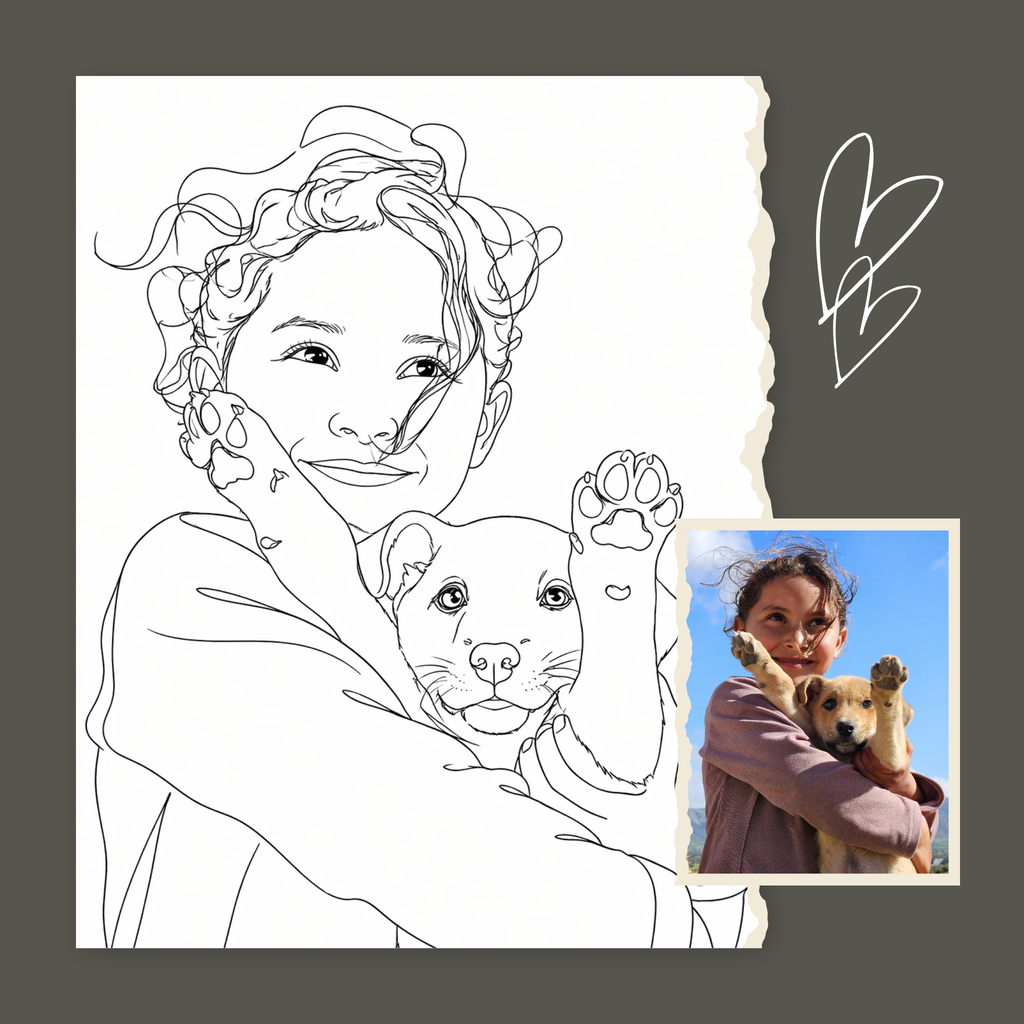 Custom Personalized Dog Cat Pet Line Art Portrait Wall Art - Digital Downloads