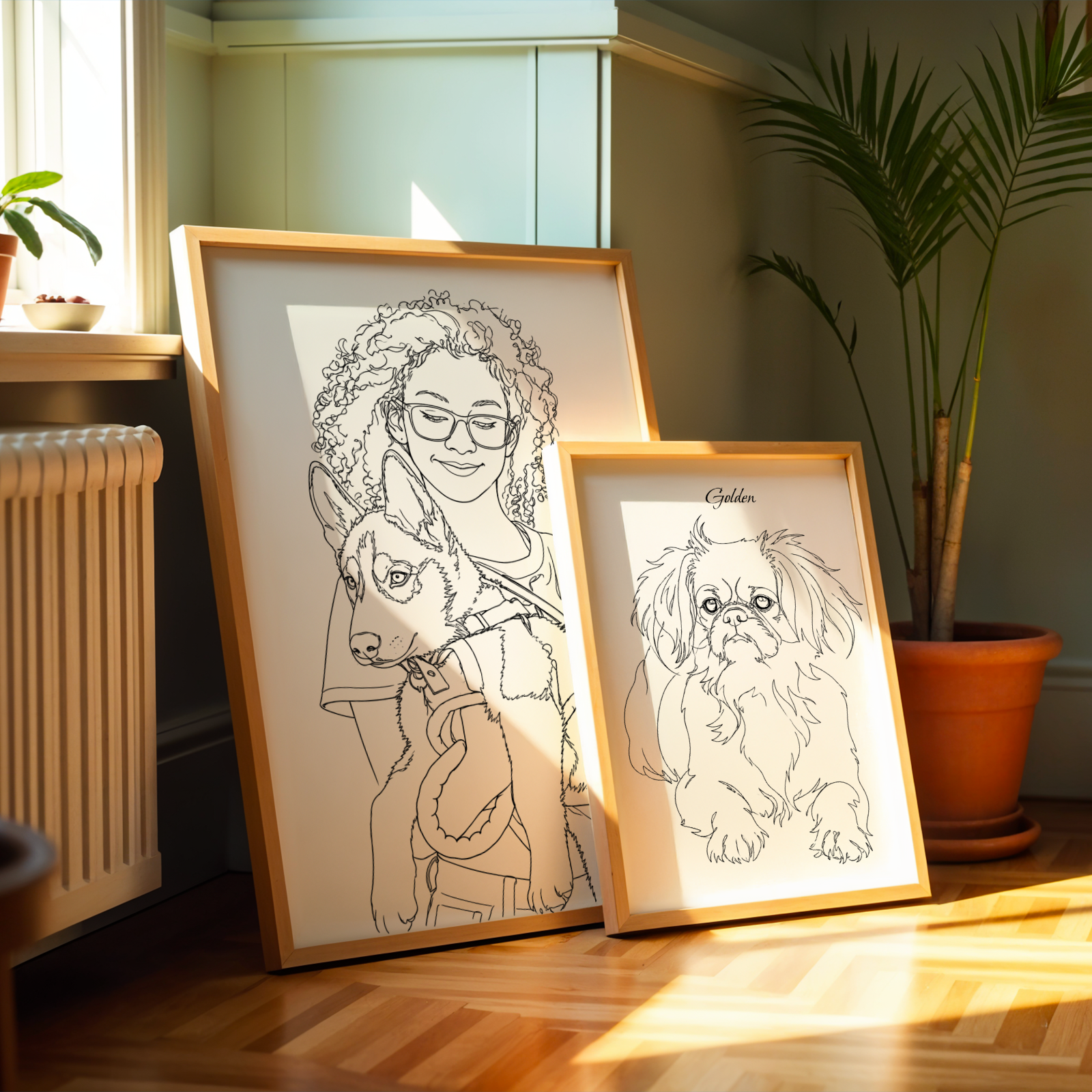 Custom Personalized Dog Cat Pet Line Art Portrait Wall Art - Digital Downloads