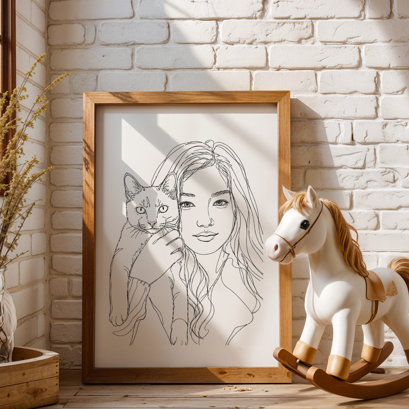 Custom Personalized Dog Cat Pet Line Art Portrait Wall Art - Digital Downloads