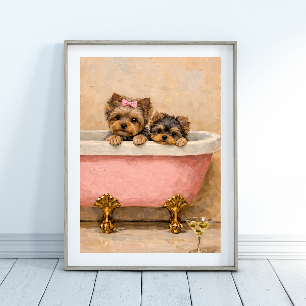 Custom Personalized Dog Cat Pet Luxury Bath Tub Portrait Art - Digital Downloads