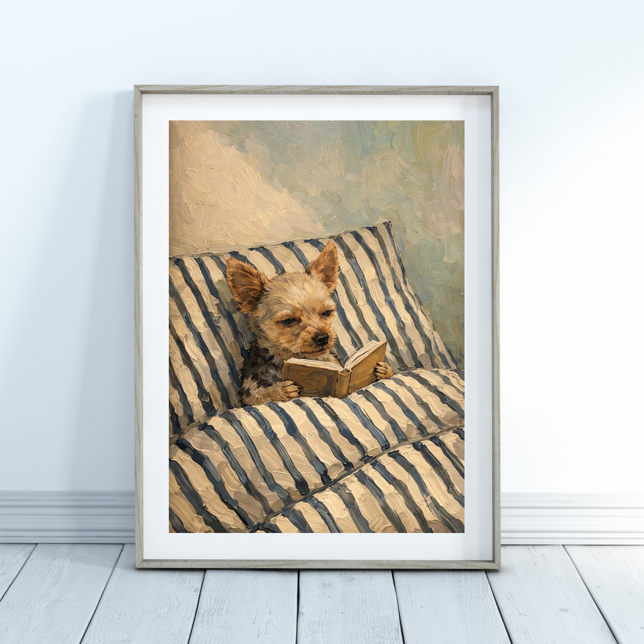 Custom Personalized Dog Cat Pet Reading Book in Bed Portrait Art - Digital Downloads