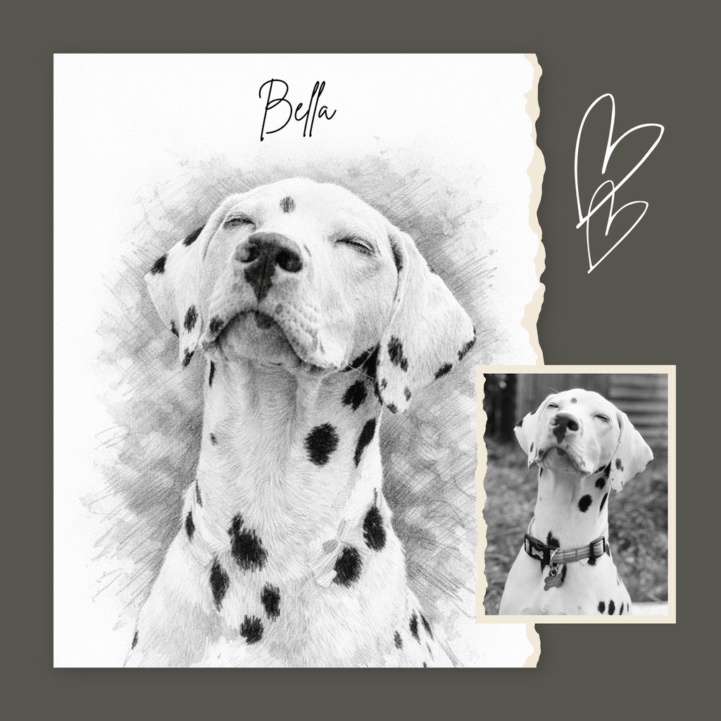 Custom Personalized Dog Cat Pet Sketch Portrait Wall Art - Digital Downloads