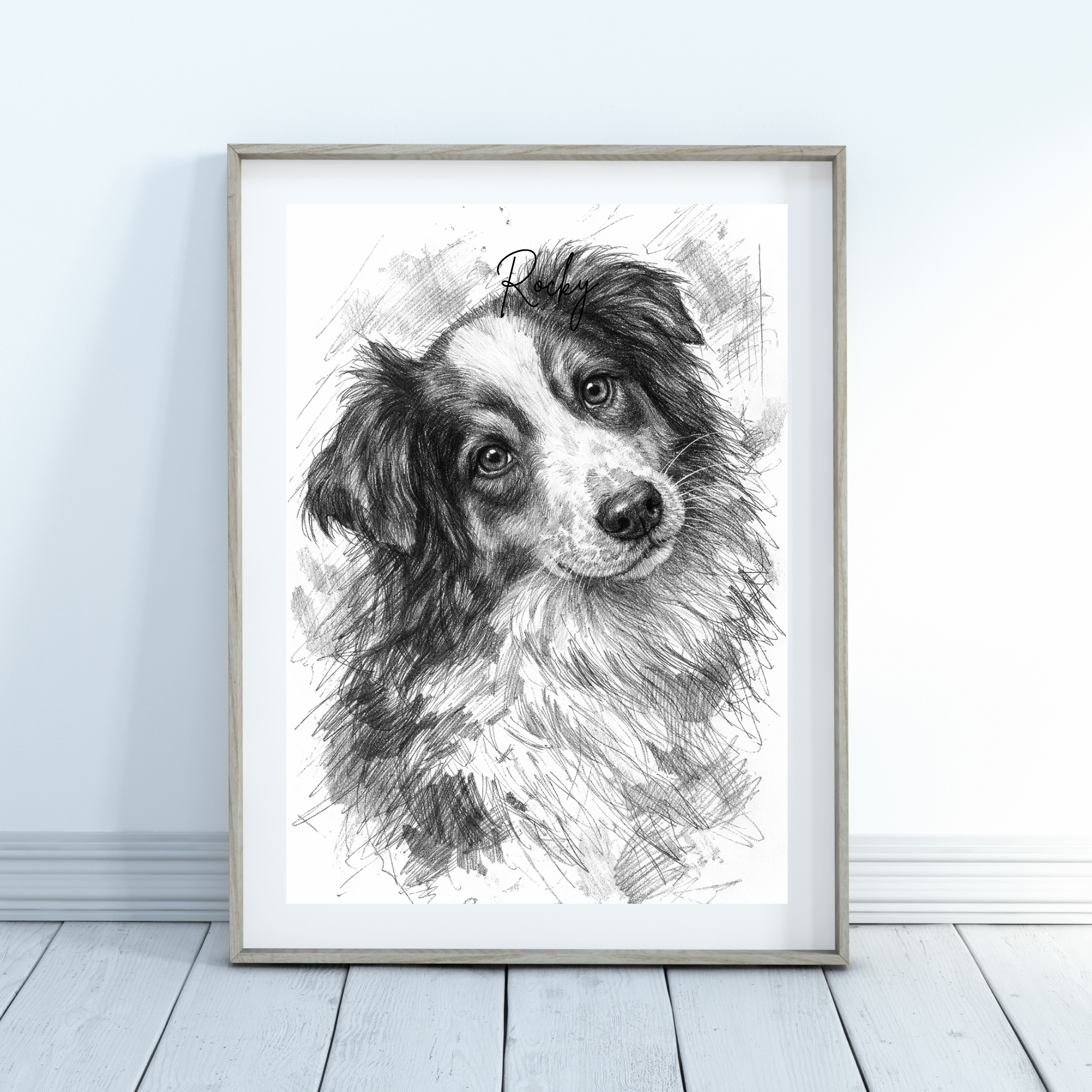 Custom Personalized Dog Cat Pet Sketch Portrait Wall Art - Digital Downloads