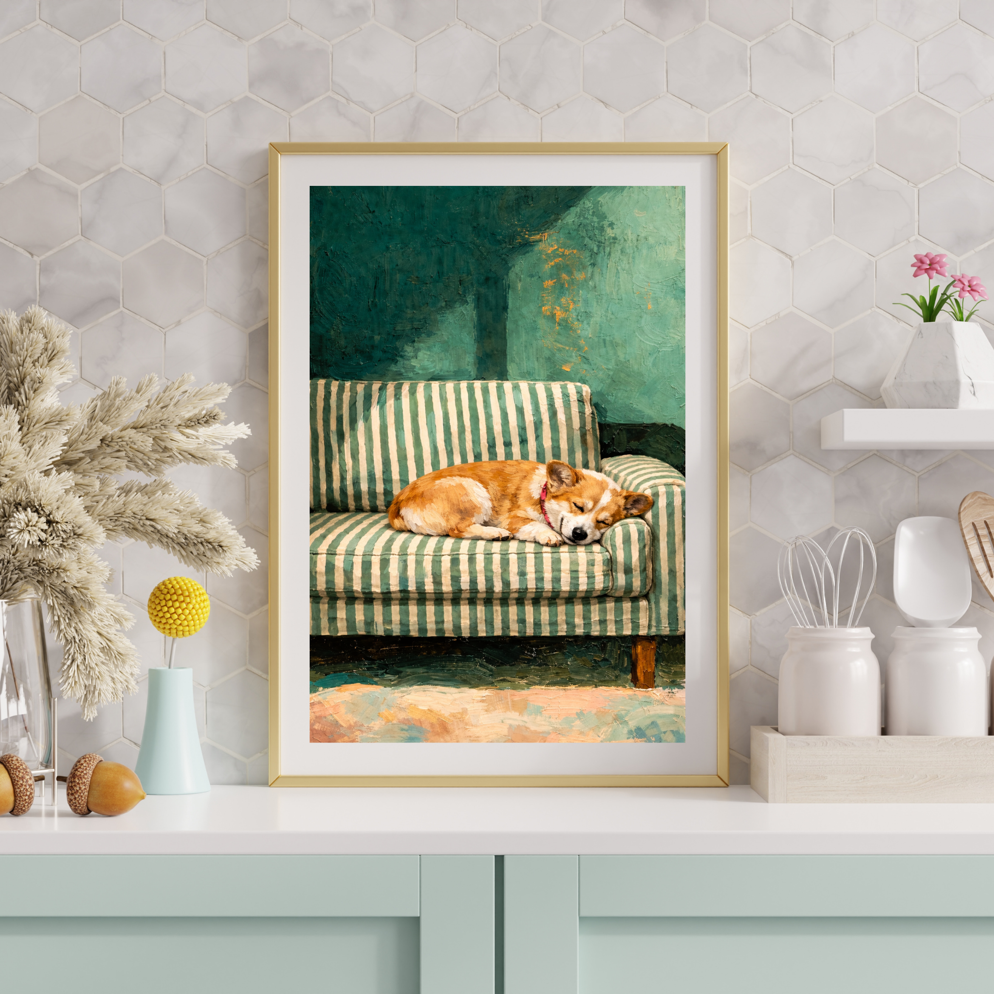 Custom Personalized Dog Cat Pet Sleep in Couch Portrait Art - Digital Downloads