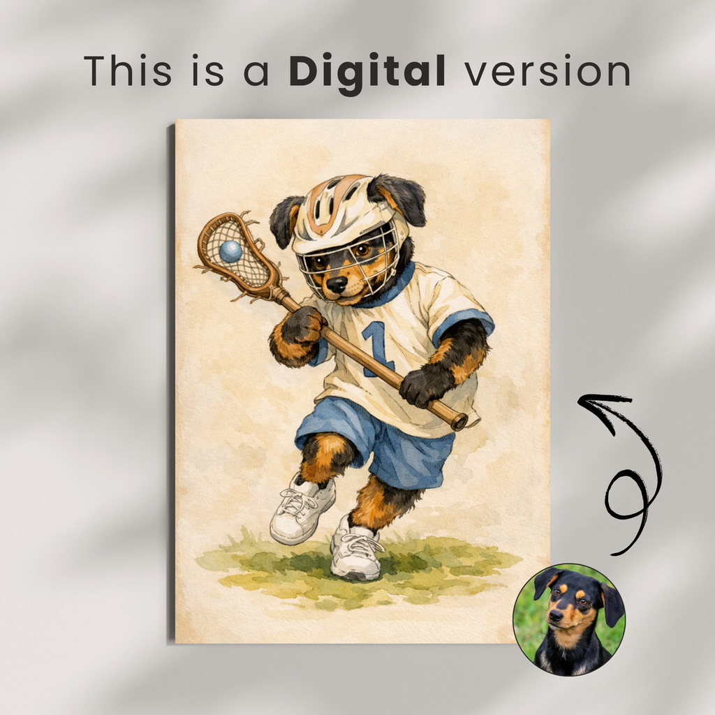 Custom Personalized Dog Cat Pet Sports Watercolor Portrait Wall Art - Digital Downloads