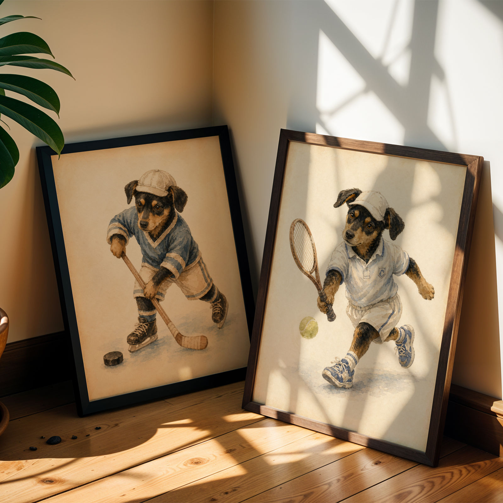 Custom Personalized Dog Cat Pet Sports Watercolor Portrait Wall Art - Digital Downloads