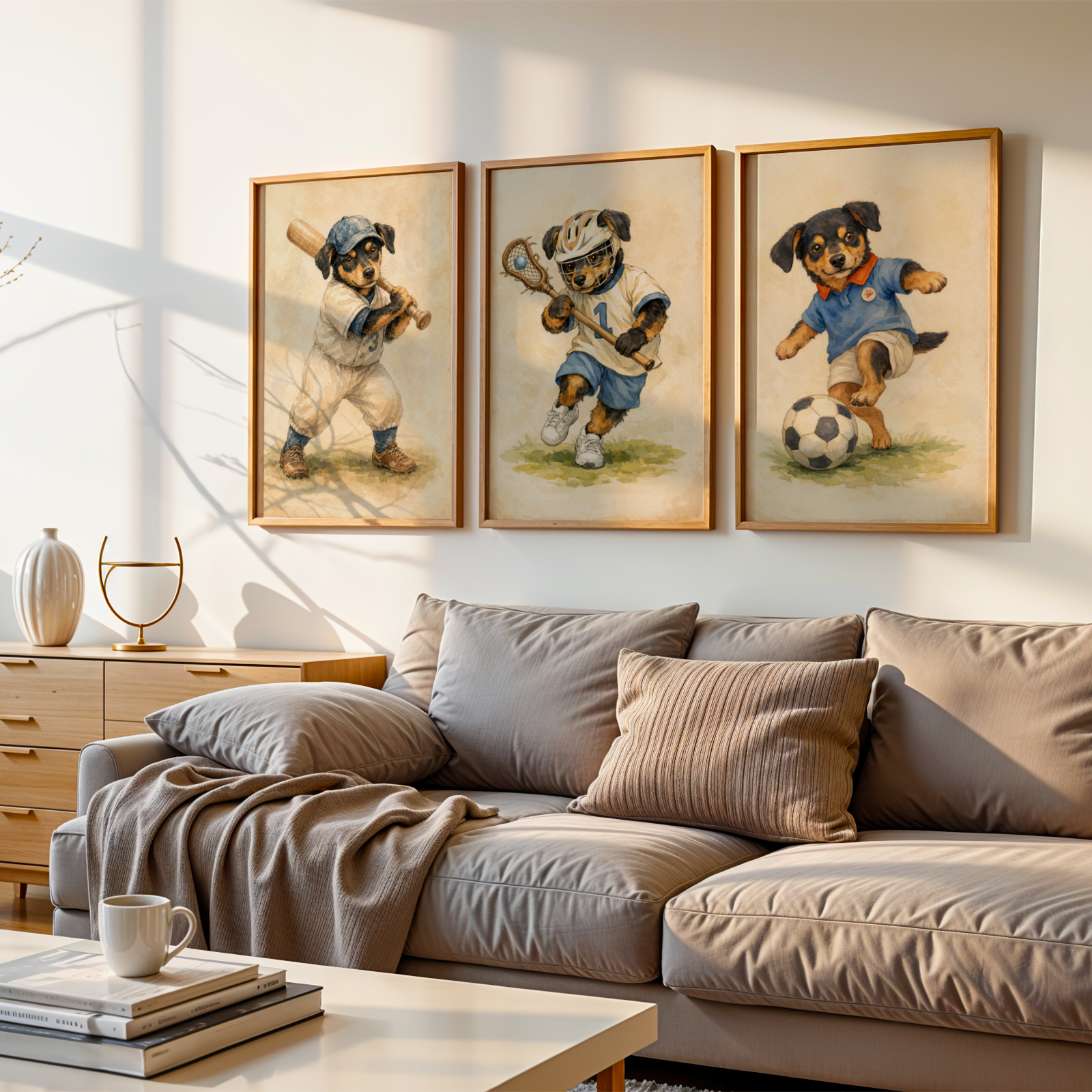 Custom Personalized Dog Cat Pet Sports Watercolor Portrait Wall Art - Digital Downloads