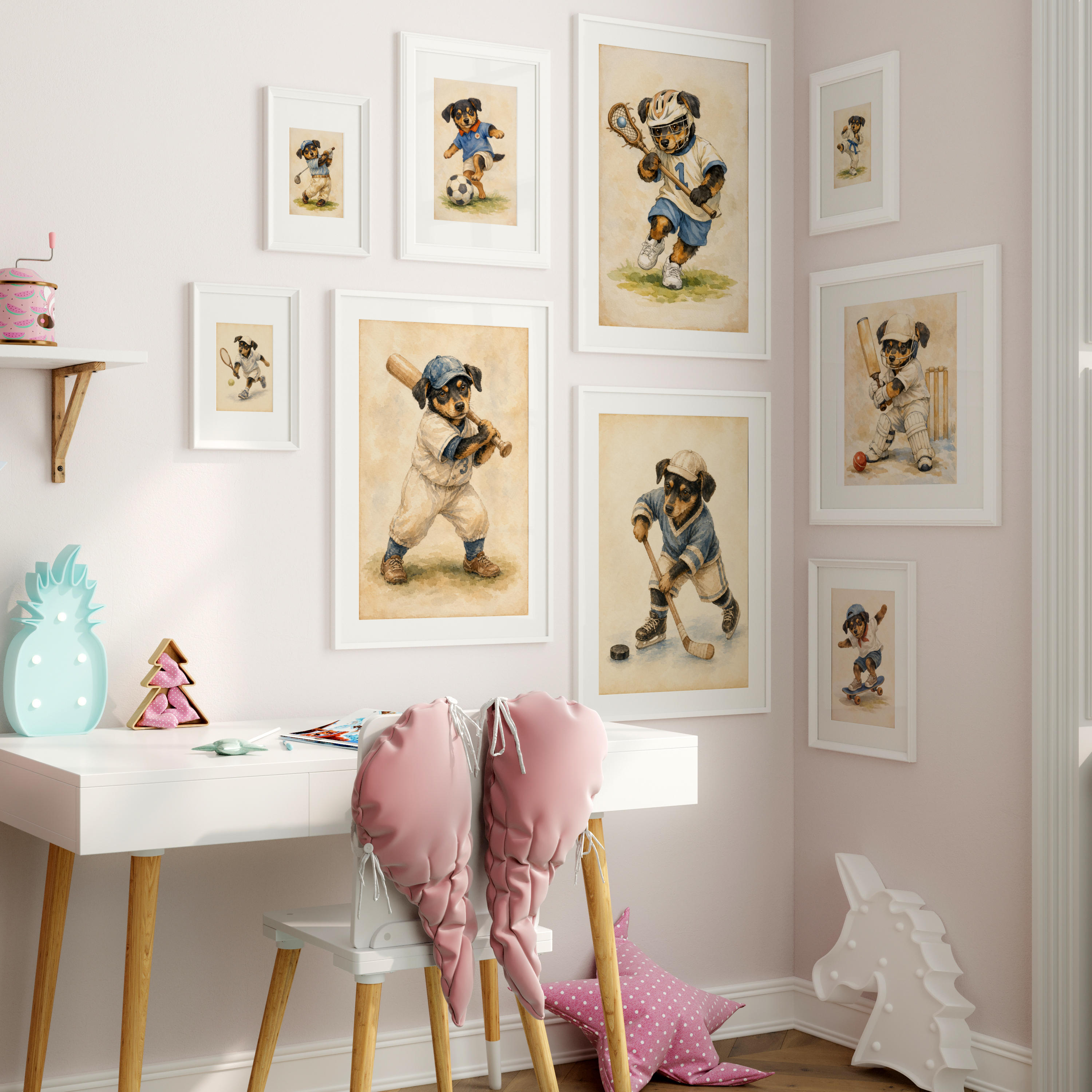 Custom Personalized Dog Cat Pet Sports Watercolor Portrait Wall Art - Digital Downloads