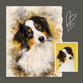 Custom Personalized Dog Cat Pet Watercolor Dark Style Portraits - Digital Downloads