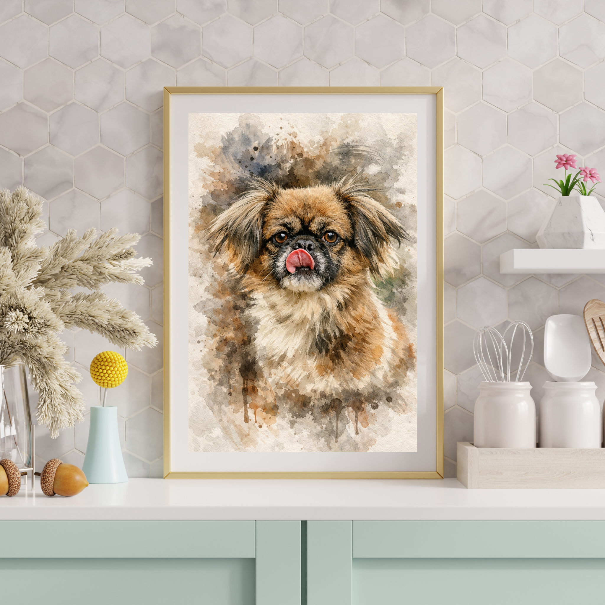 Custom Personalized Dog Cat Pet Watercolor Dark Style Portraits - Digital Downloads
