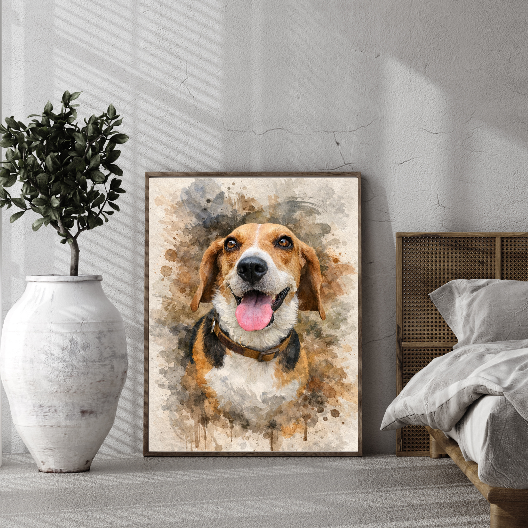 Custom Personalized Dog Cat Pet Watercolor Dark Style Portraits - Digital Downloads