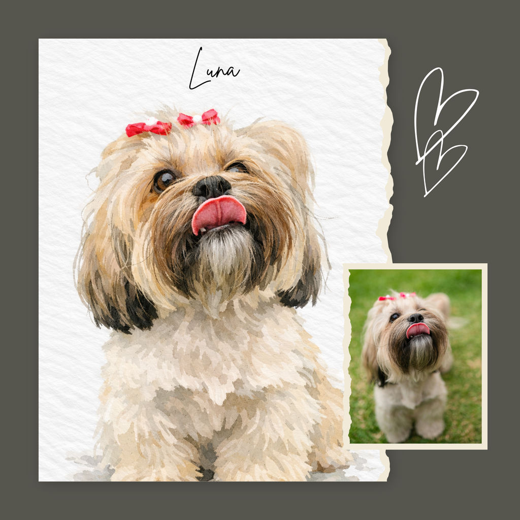 Custom Personalized Dog Cat Pet Watercolor Portrait Wall Art - Digital Downloads