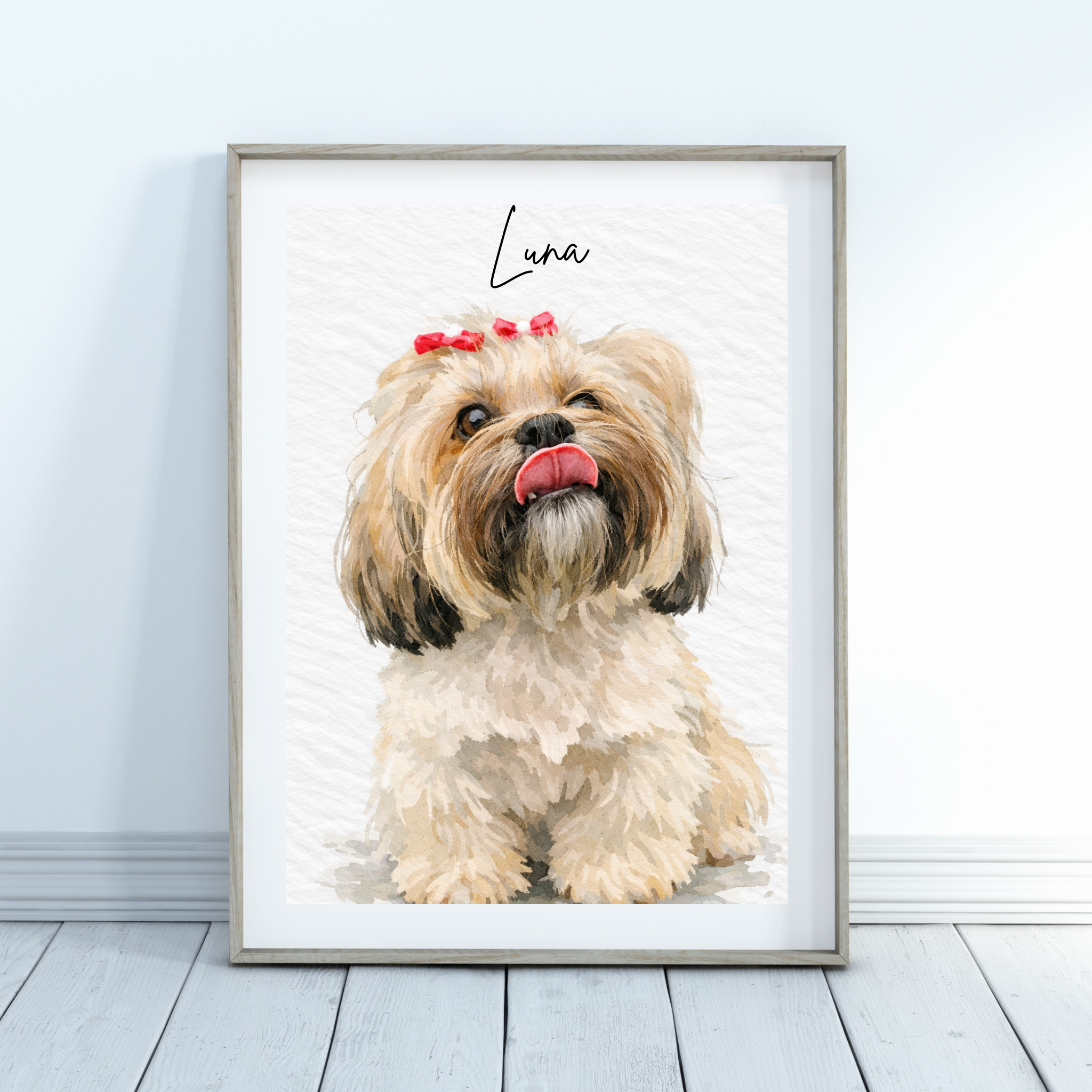 Custom Personalized Dog Cat Pet Watercolor Portrait Wall Art - Digital Downloads