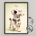Custom Personalized Dog Cat Pet 3D Caricature Pixar Style Wooden Framed Poster
