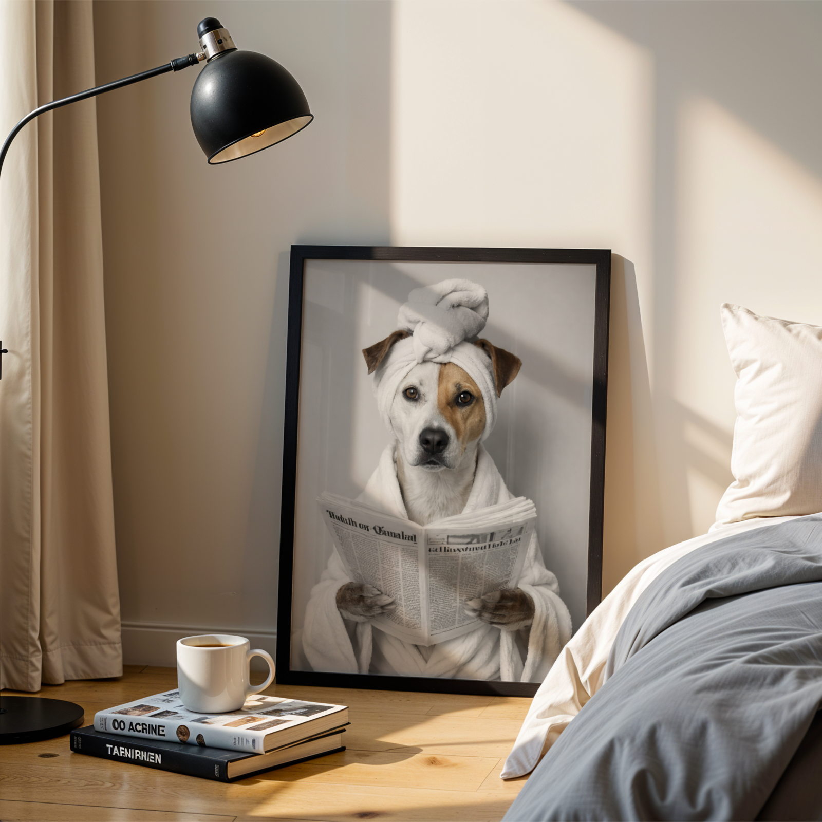 Custom Personalized Dog Cat Pet Bathroom Photo Art Wooden Framed Poster