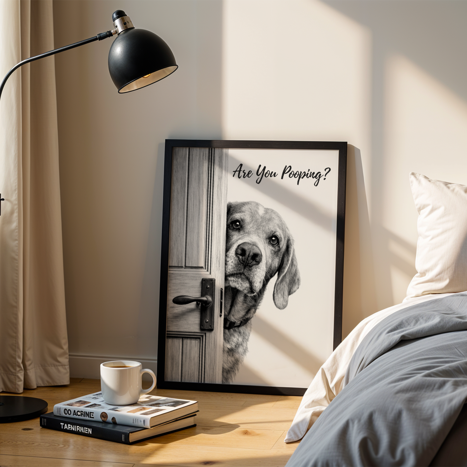 Custom Personalized Dog Cat Pet "Are You Pooping?" Funny Portrait Wooden Framed Poster