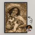 Custom Personalized Dog Cat Pet Vintage Portrait Wall Art Wooden Framed Poster