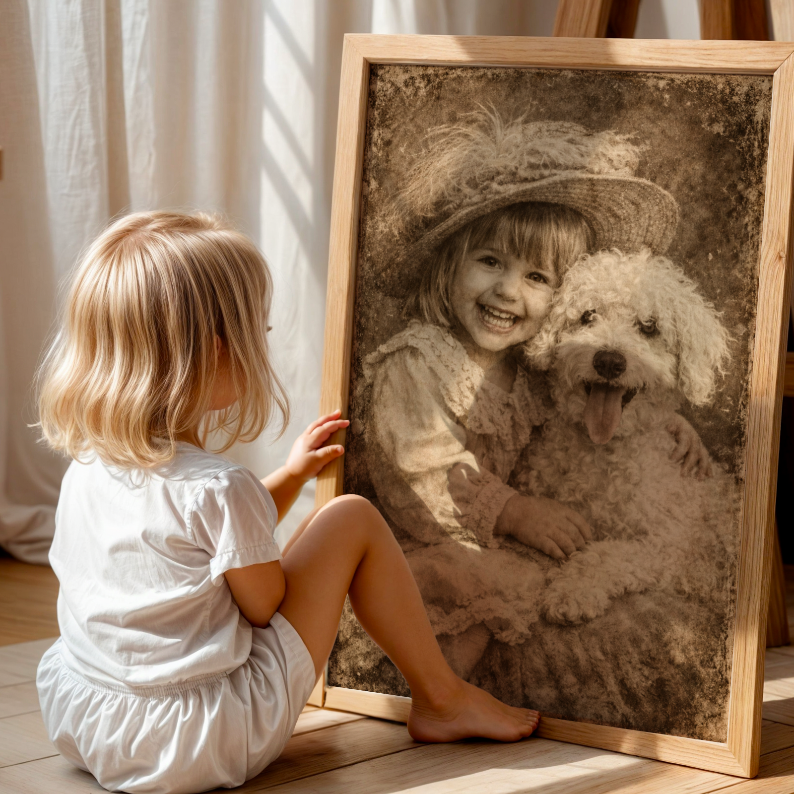 Custom Personalized Dog Cat Pet Vintage Portrait Wall Art Wooden Framed Poster