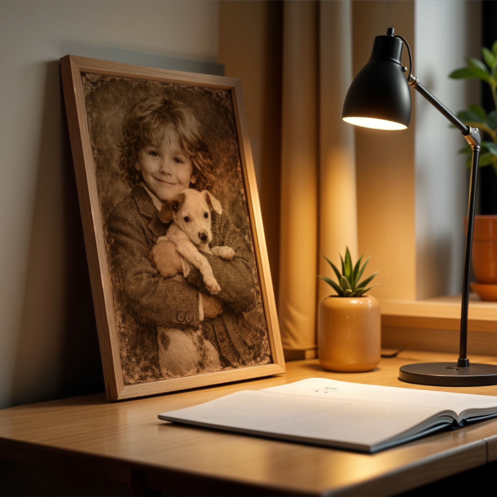 Custom Personalized Dog Cat Pet Vintage Portrait Wall Art Wooden Framed Poster