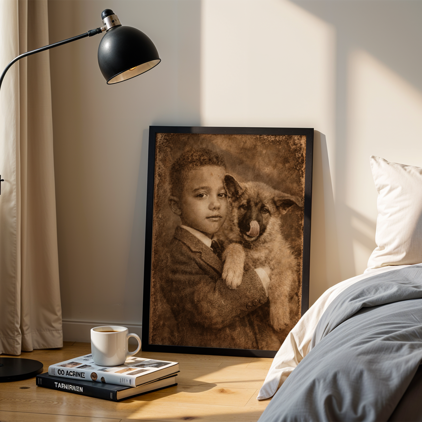 Custom Personalized Dog Cat Pet Vintage Portrait Wall Art Wooden Framed Poster