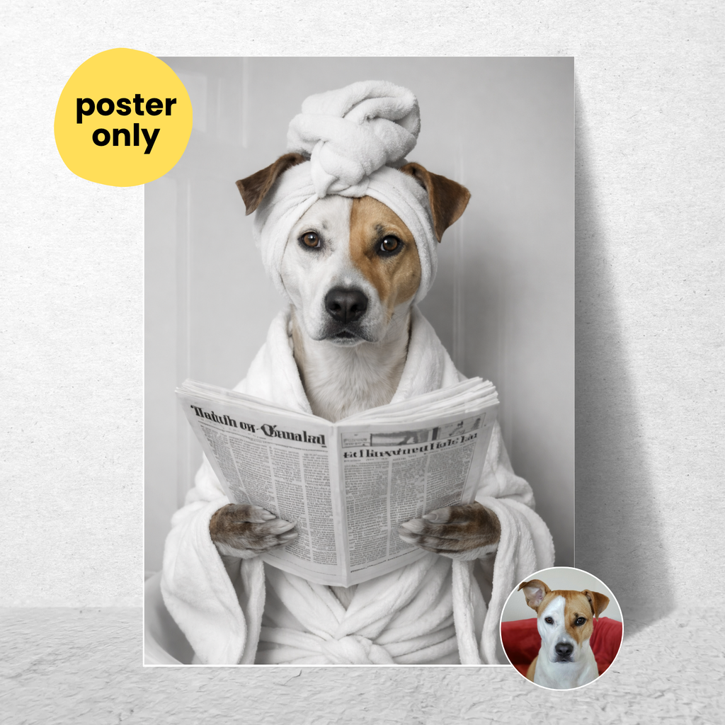 Custom Personalized Poster - Dog Cat Pet Photo to Bathroom Portrait Art