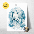 Custom Personalized Poster - Dog Cat Pet Blue Sketch Portrait Wall Art