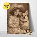 Custom Personalized Poster - Photo to Vintage Art with Dog Cat Pet Portrait