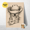 Custom Personalized Poster - Photo to Art with Dog Cat Pet Cowboy Hat