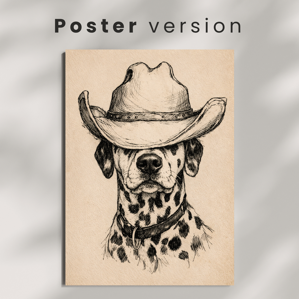 Custom Personalized Poster - Photo to Art with Dog Cat Pet Cowboy Hat