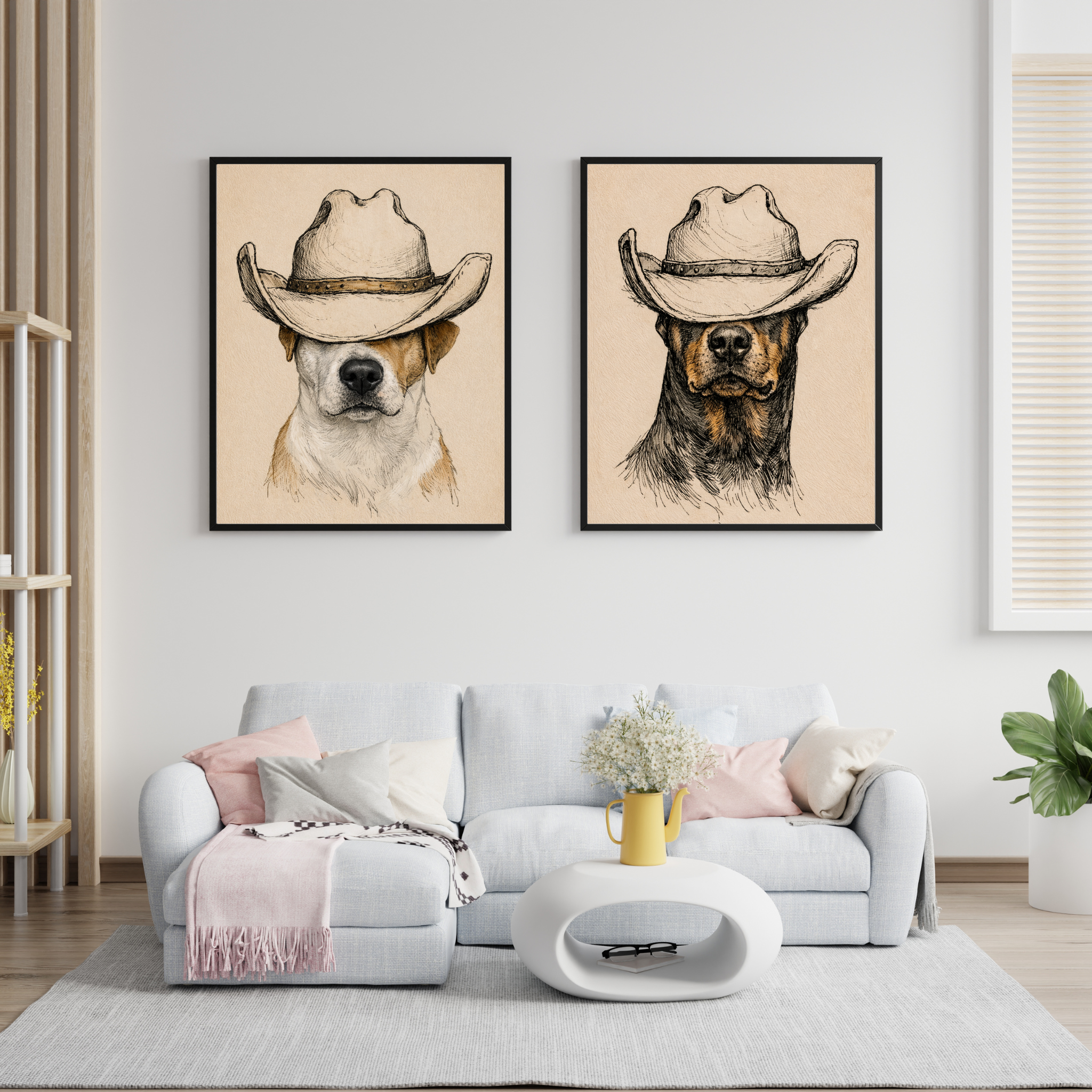 Custom Personalized Poster - Photo to Art with Dog Cat Pet Cowboy Hat