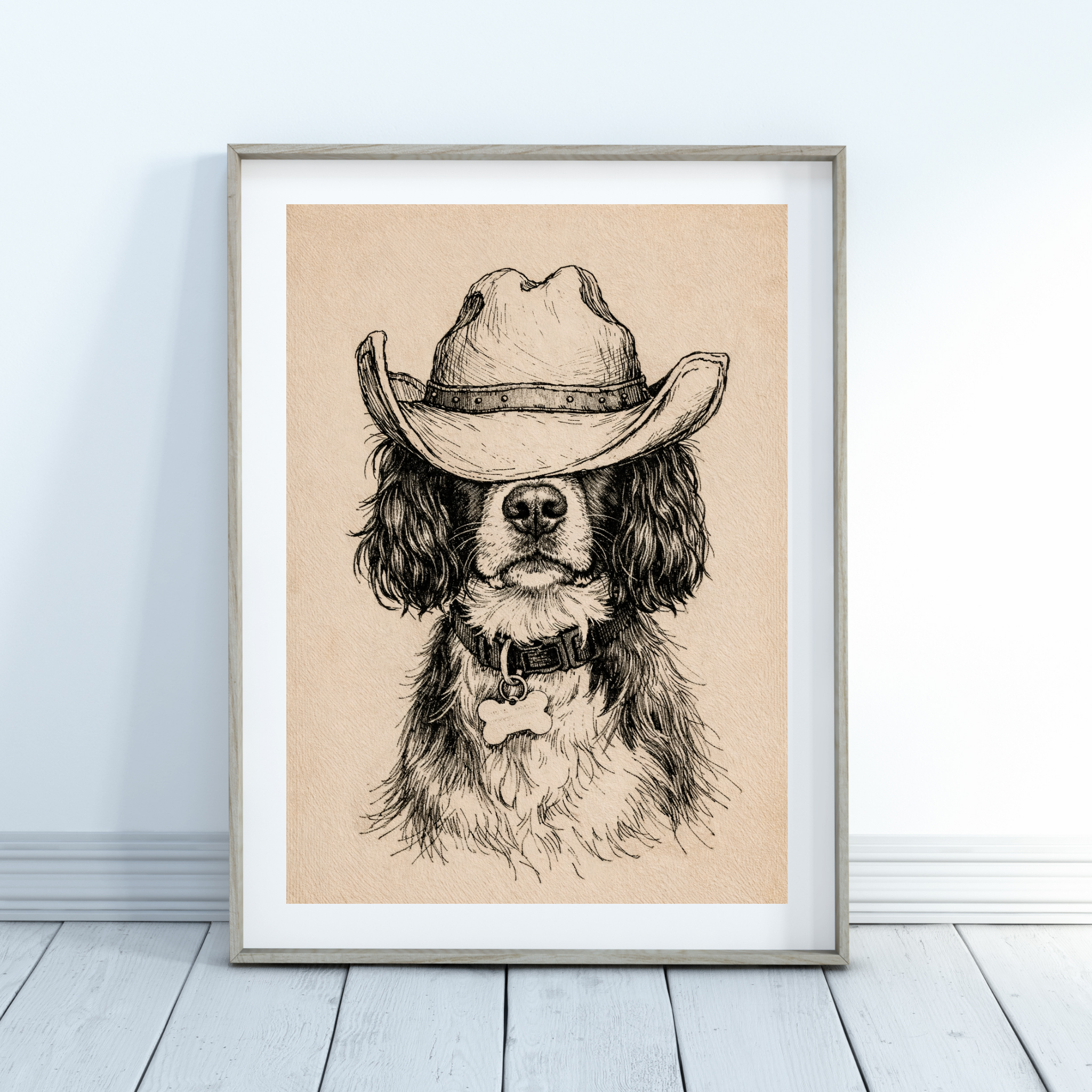 Custom Personalized Poster - Photo to Art with Dog Cat Pet Cowboy Hat