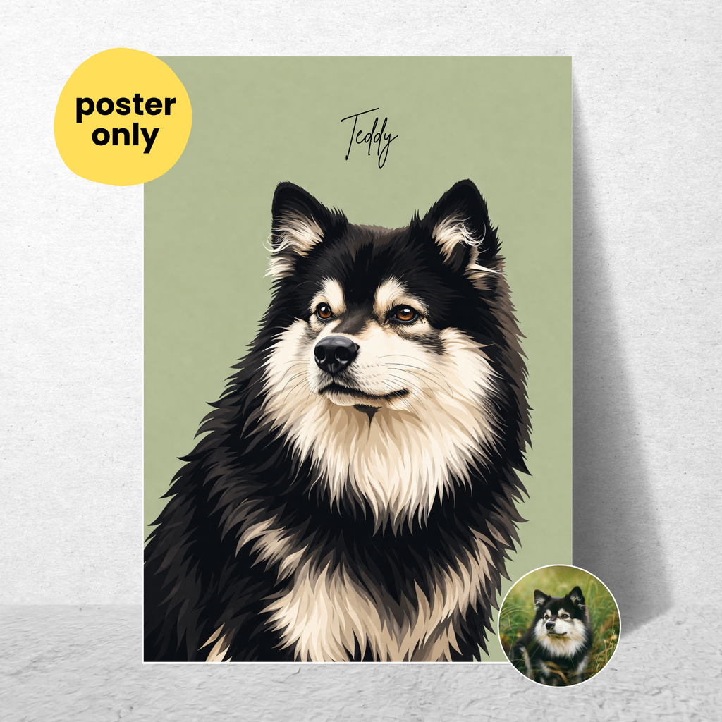Custom Personalized Poster - Dog Cat Pet Digital Illustration Portrait Wall Art