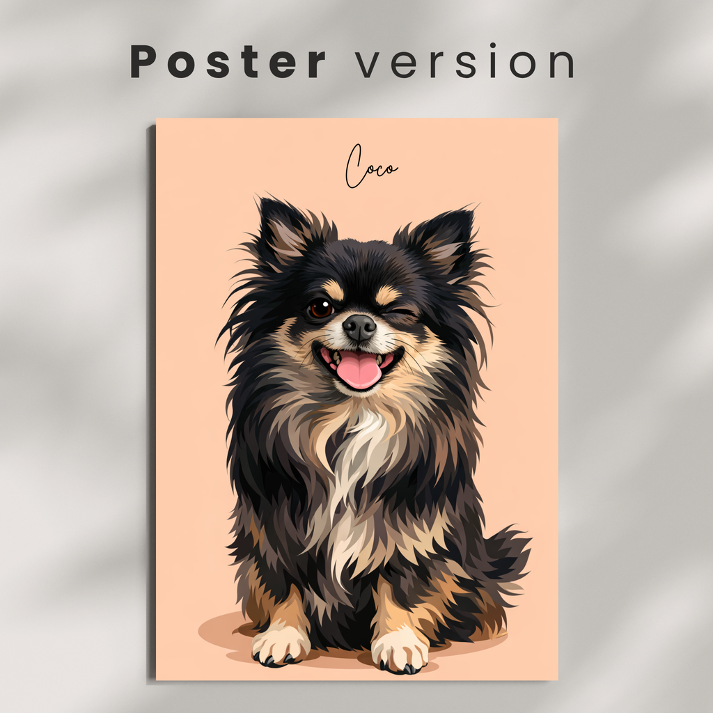 Custom Personalized Poster - Dog Cat Pet Digital Illustration Portrait Wall Art
