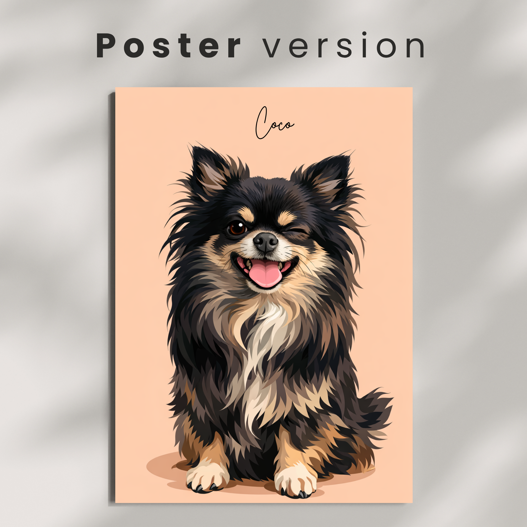 Custom Personalized Poster - Dog Cat Pet Digital Illustration Portrait Wall Art