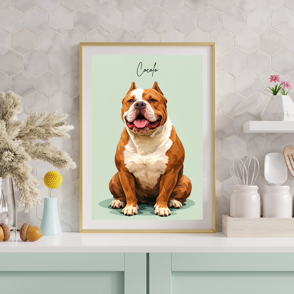 Custom Personalized Poster - Dog Cat Pet Digital Illustration Portrait Wall Art
