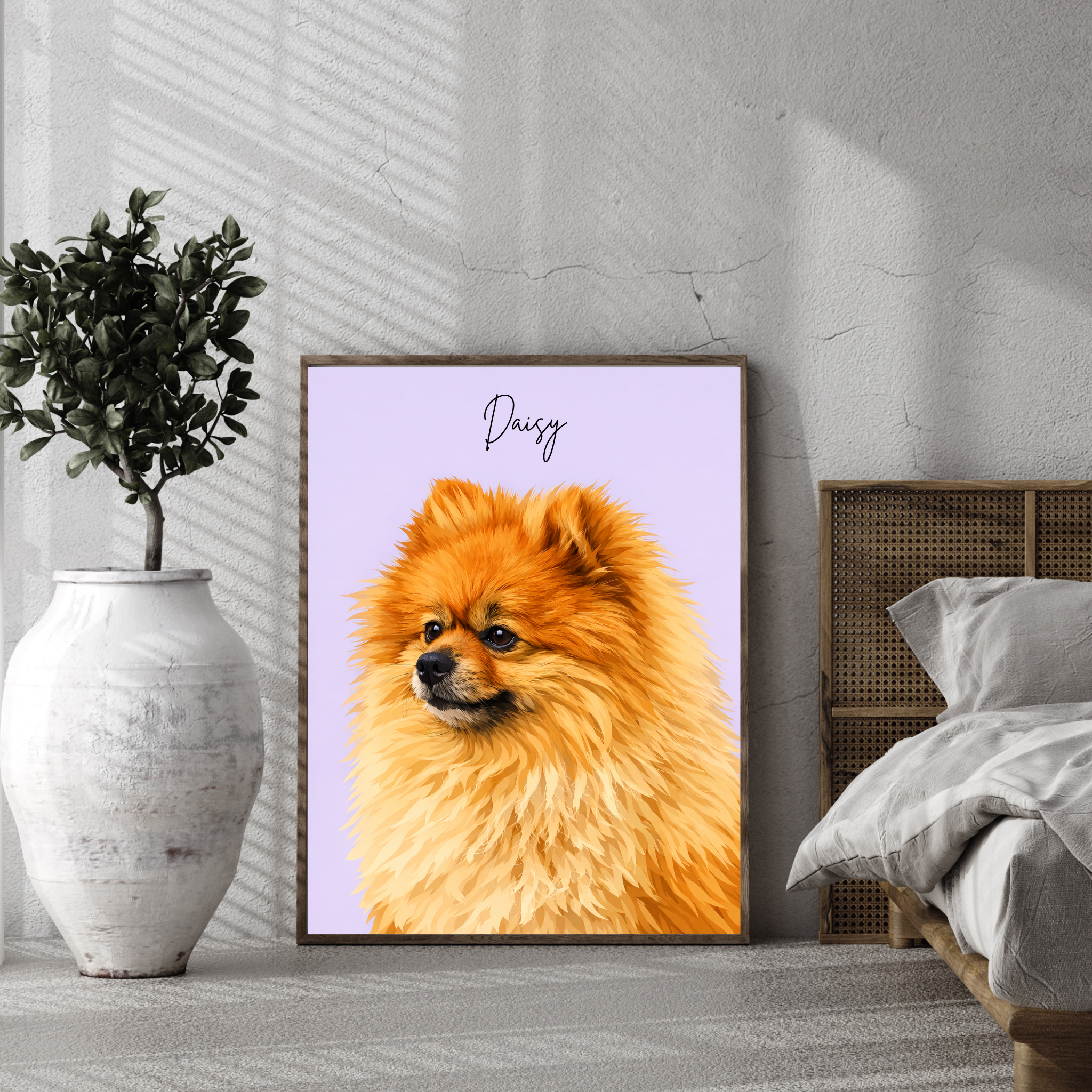 Custom Personalized Poster - Dog Cat Pet Digital Illustration Portrait Wall Art