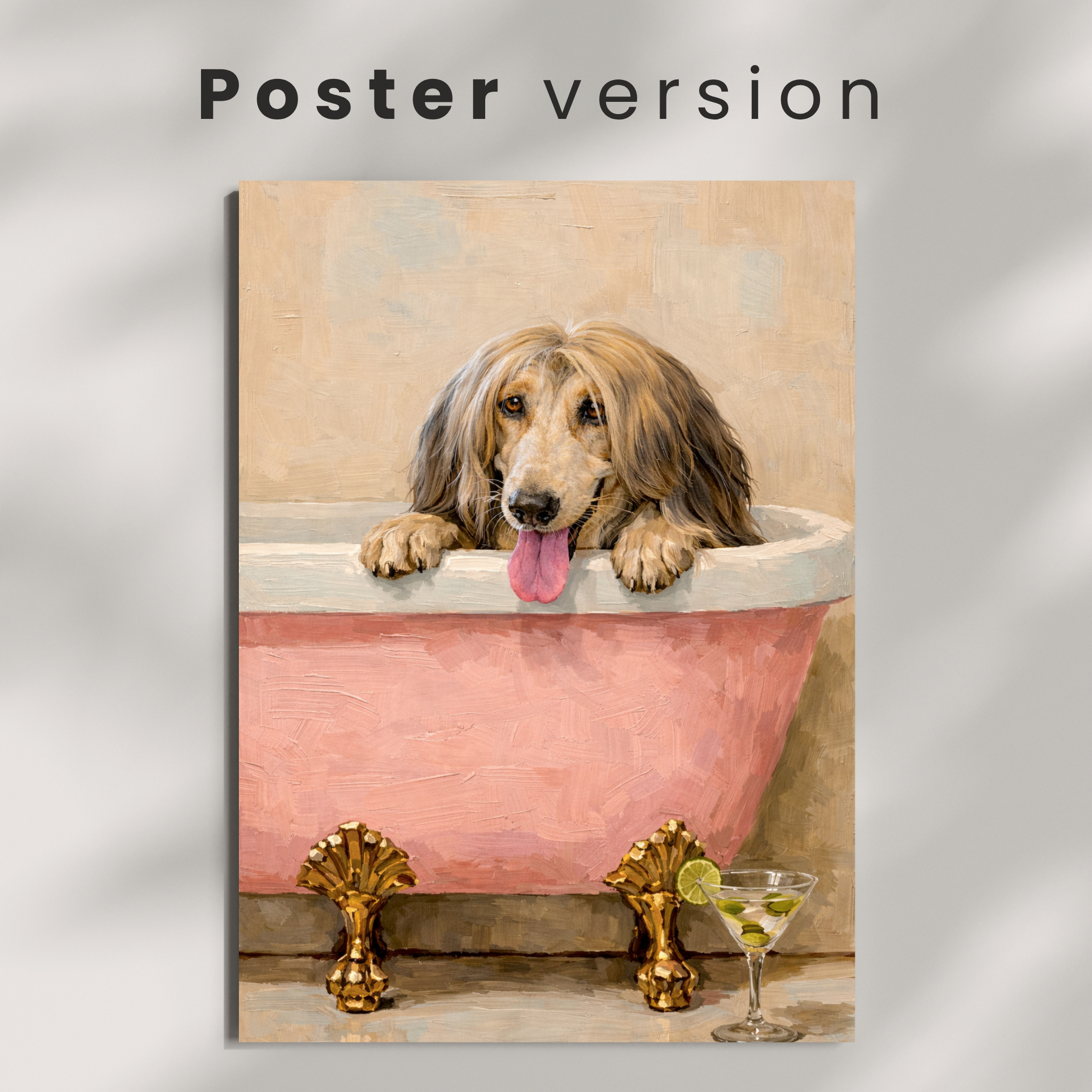 Custom Personalized Poster - Photo to Art with Dog Cat Pet Luxury Bath Tub