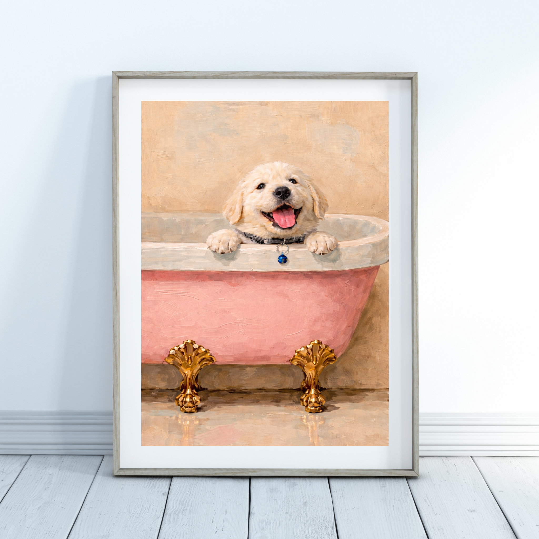 Custom Personalized Poster - Photo to Art with Dog Cat Pet Luxury Bath Tub