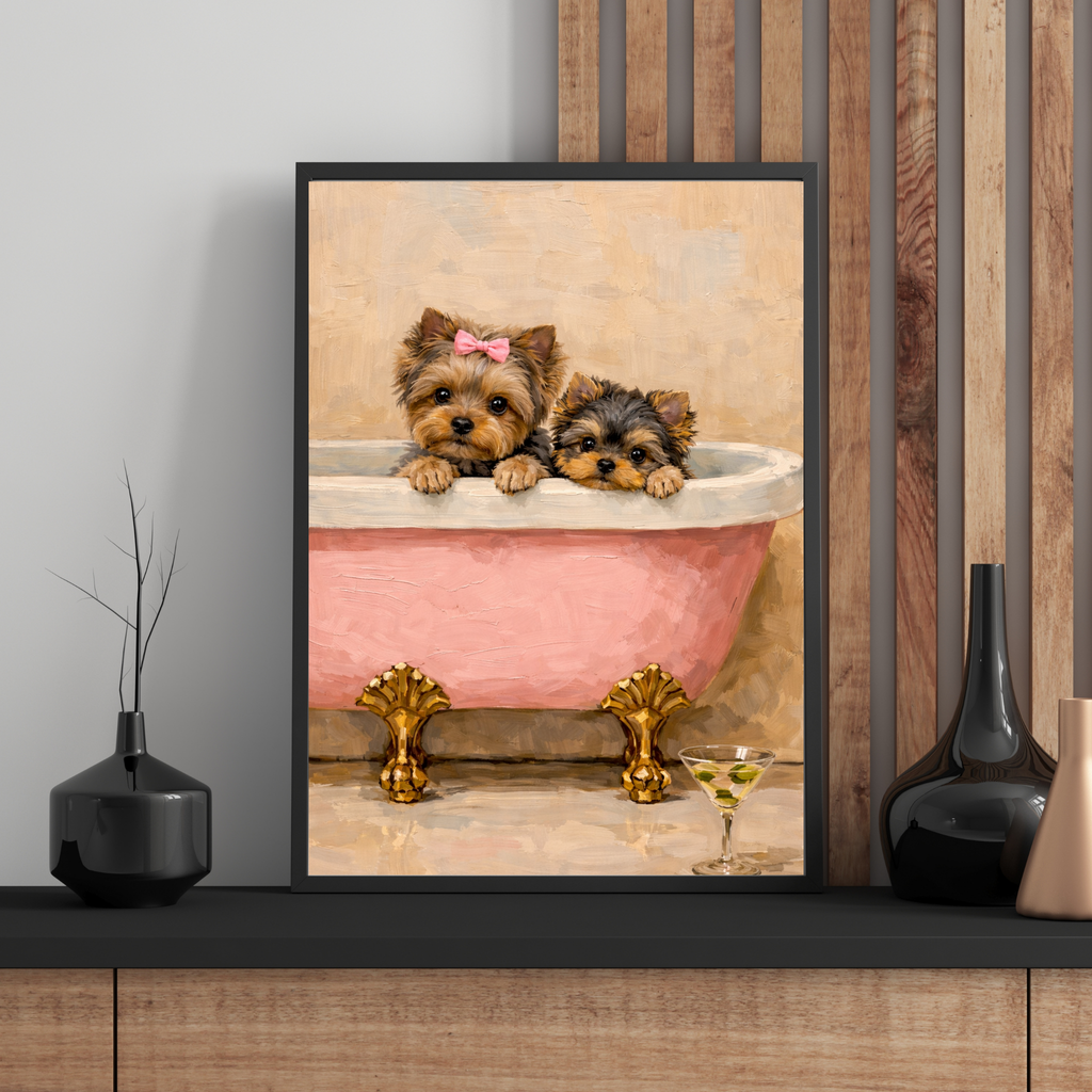 Custom Personalized Poster - Photo to Art with Dog Cat Pet Luxury Bath Tub