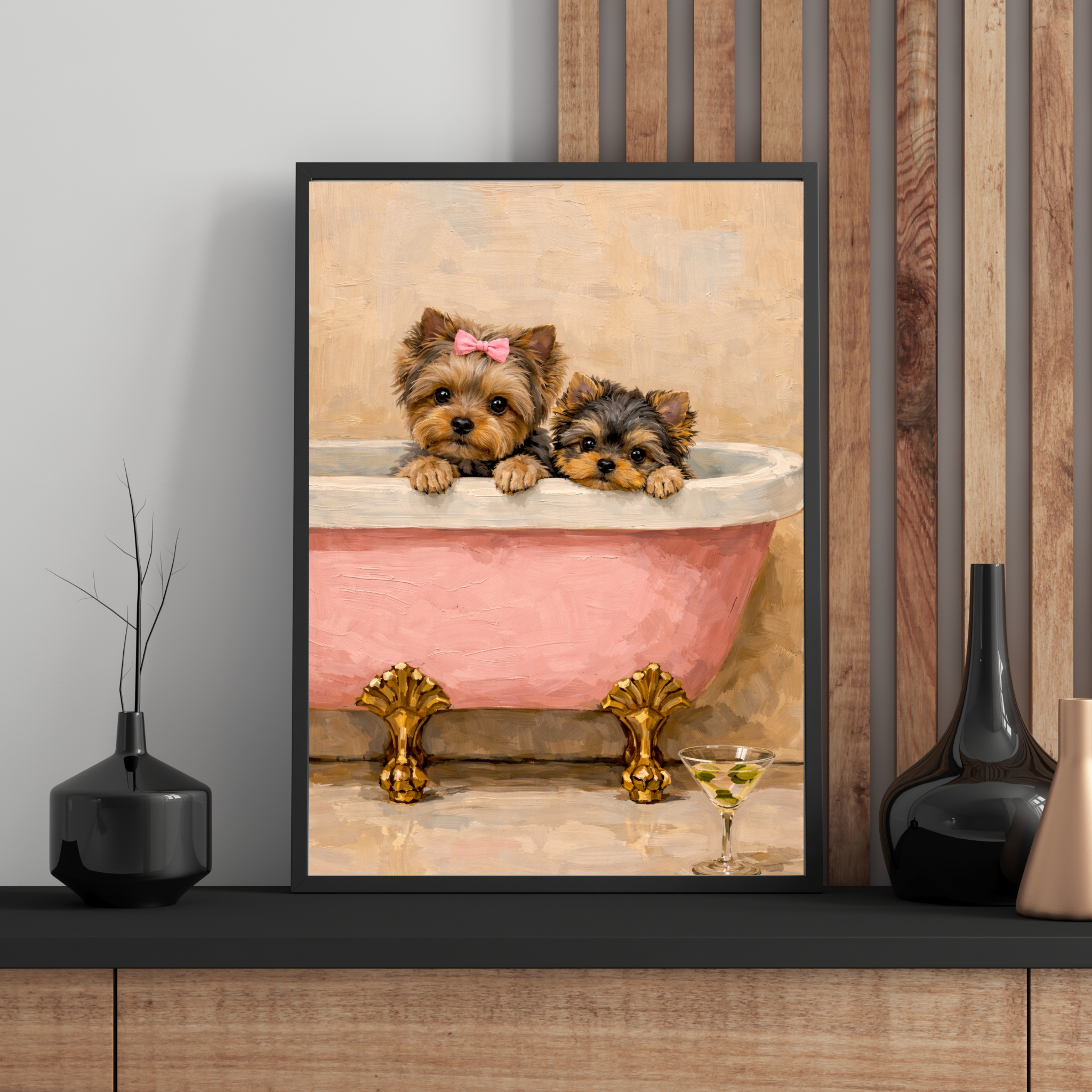 Custom Personalized Poster - Photo to Art with Dog Cat Pet Luxury Bath Tub